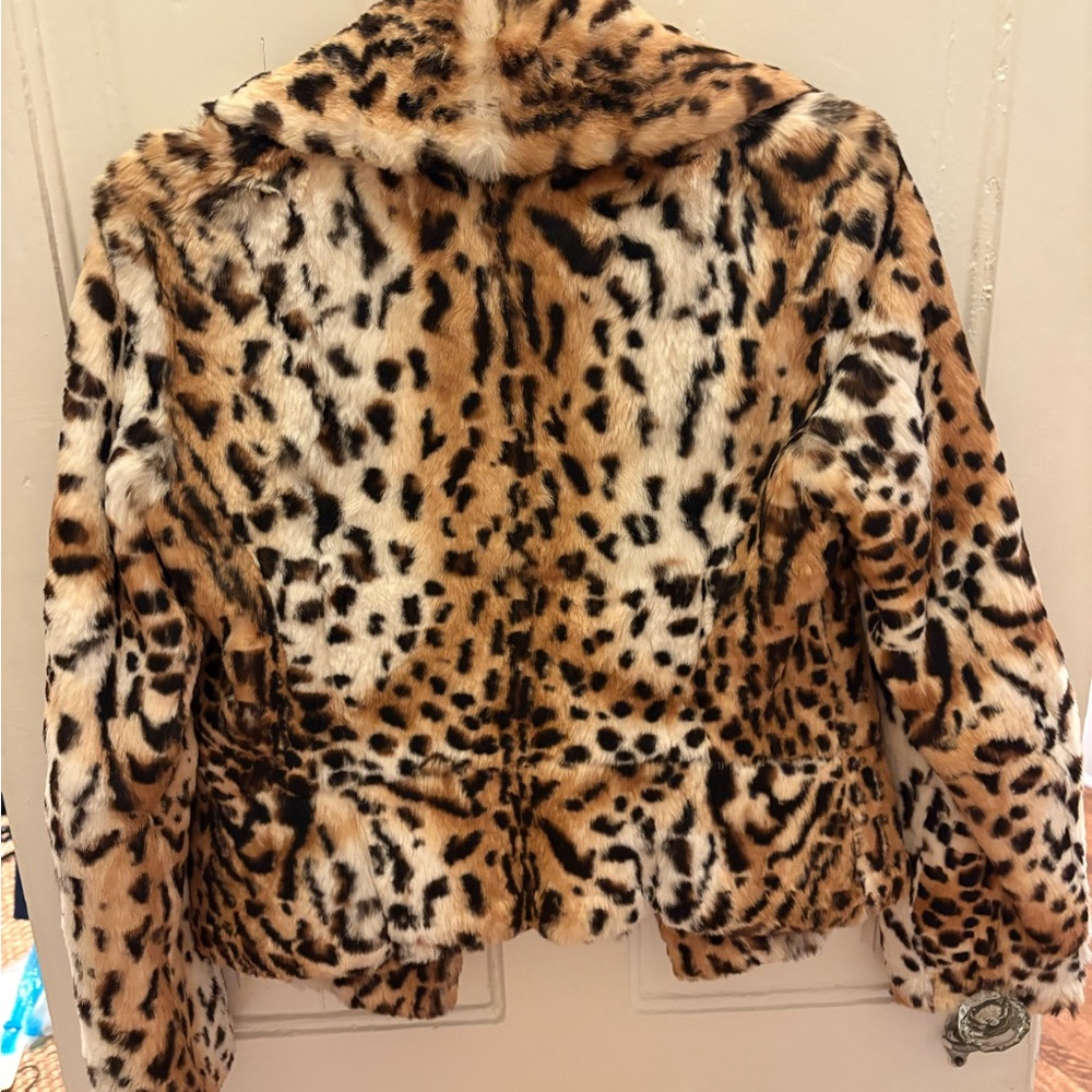 Leopard Print Rabbit Fur Jacket - Picture 2 of 5